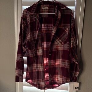 SO Burgundy Plaid Button-Up Shirt